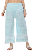 PAVONINE Rama Green Color Full Thread Chikankari Cotton Fabric Sharara For Women