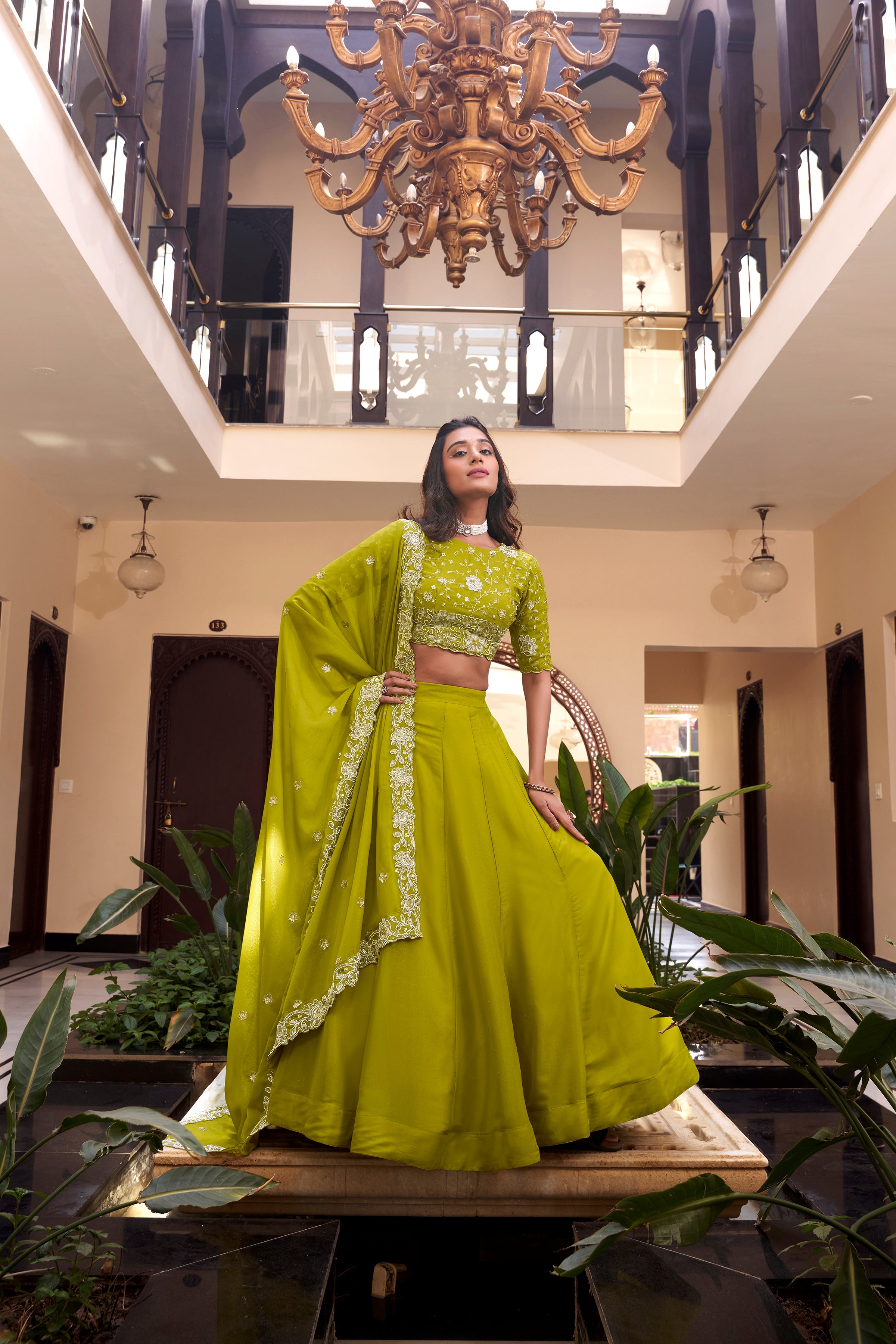 Lorenvalley Pink New Crush Embellishment With Pearl Coding And Sequins Embroidery Work Lehenga Choli with Dupatta