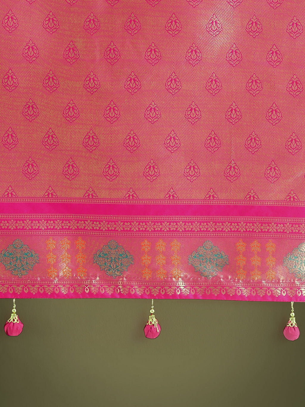 Monjolika Fashion Rani Pink Colour Banarasi Silk Zari Weaving Classic Saree