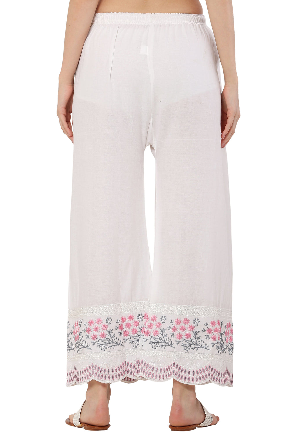 PAVONINE Rani Color Hem Half Chikankari Cotton Fabric Sharara For Women