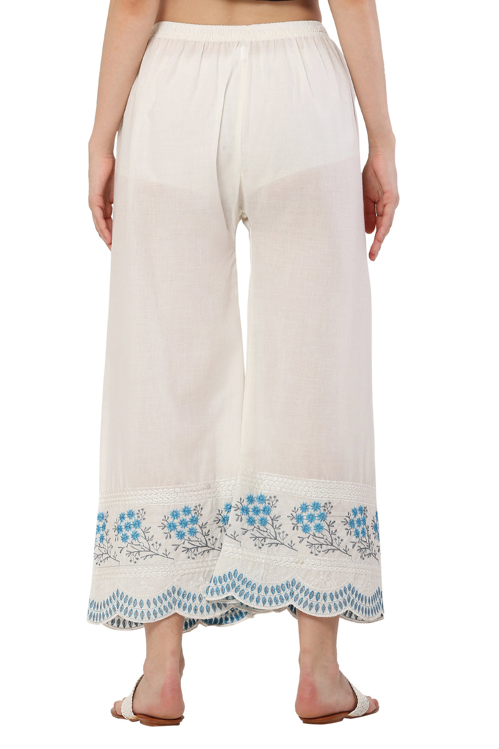 PAVONINE Rama Green Color Hem Half Chikankari Cotton Fabric Sharara For Women