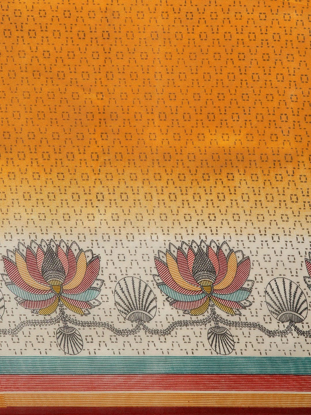 Saree Mall Mustard Yellow Printed Bhagalpuri Saree