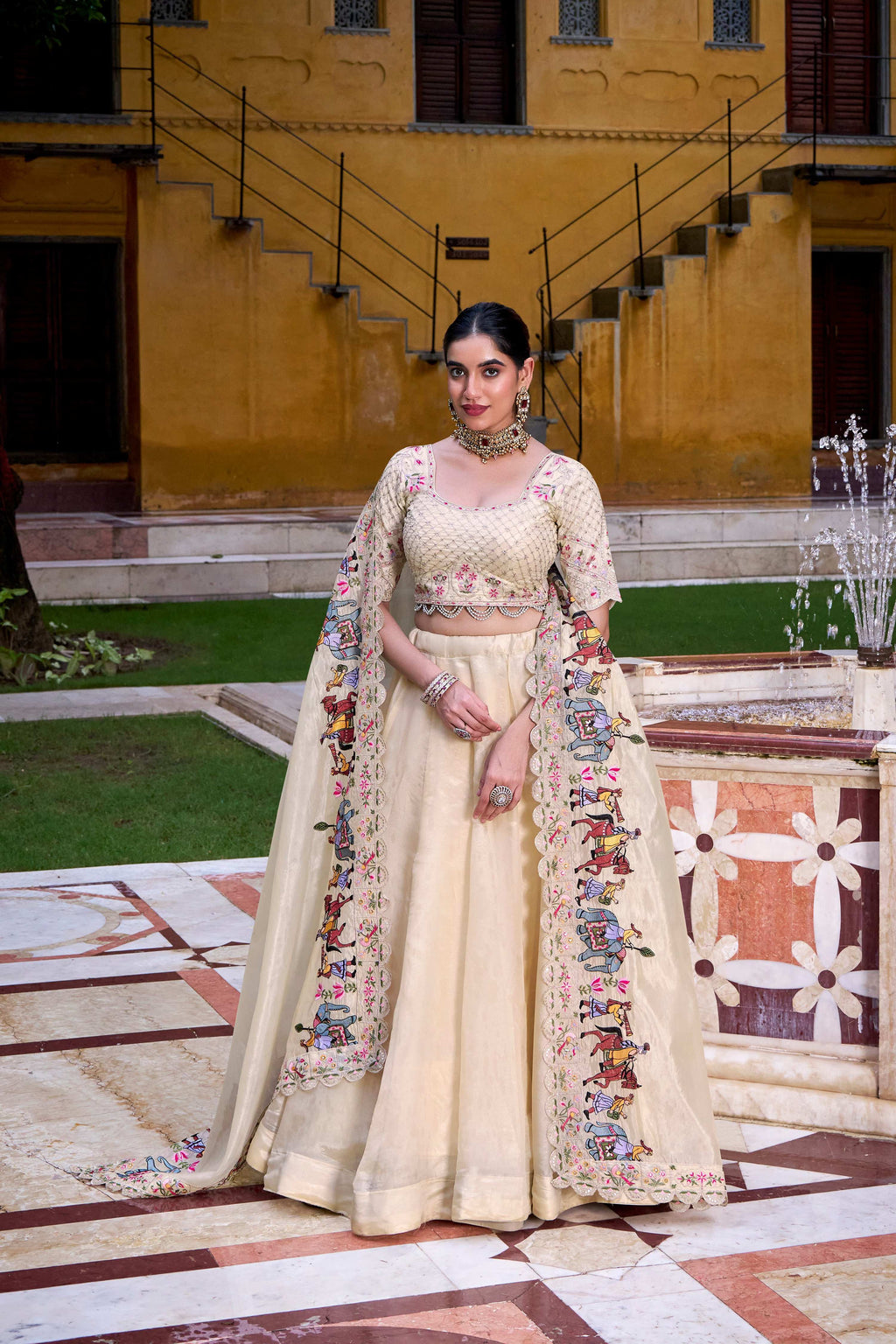 Lorenvalley Fashion Off White Raspberry Plain with Canvas and Can Can Lehenga Choli with Dupatta