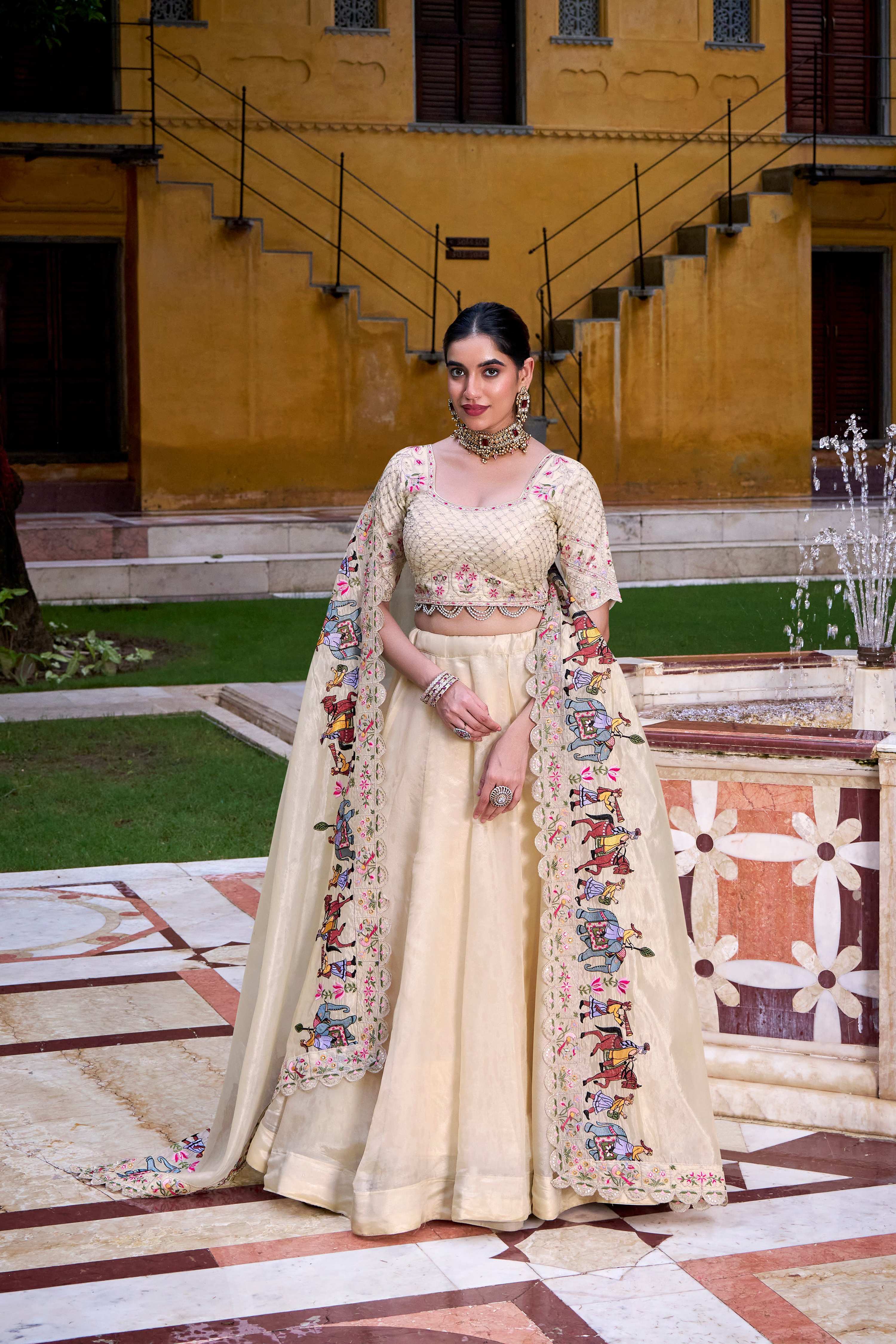 Lorenvalley Fashion Off White Raspberry Plain with Canvas and Can Can Lehenga Choli with Dupatta
