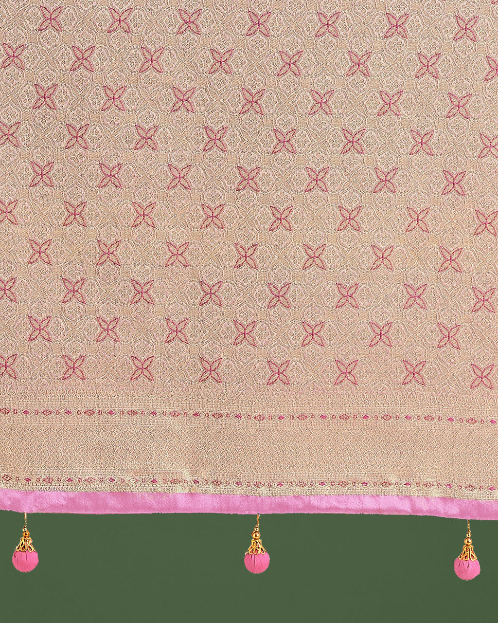 Monjolika Fashion Wonderful Light Pink Soft Banarasi Satin Silk Leheriya Design Saree