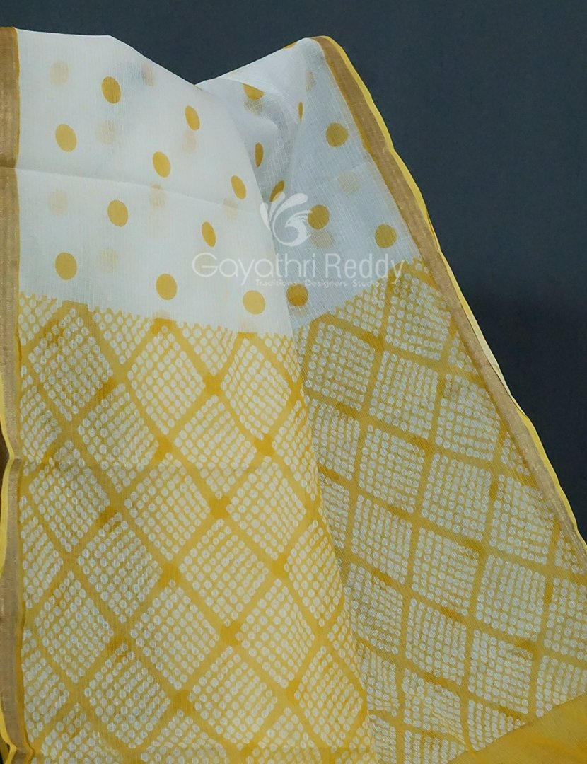 Shades of Cream And Dry Mehendi Colour With Patli Pallu Design Pure Kota Cotton Saree By Gayathri Reddy Designer Studio