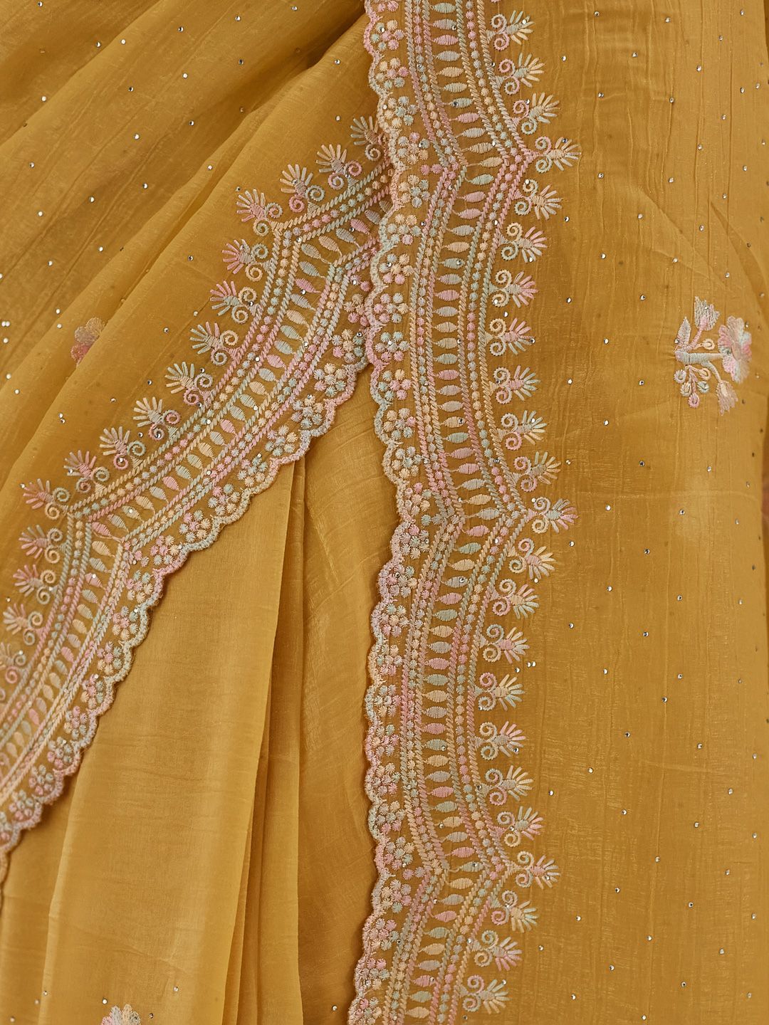 kasee Floral Phulkari Silk Blend Saree