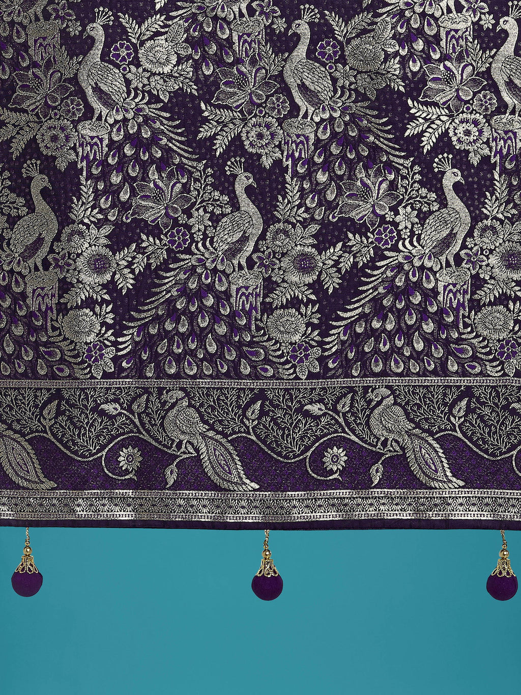 Monjolika Fashion Traditional Purple Woven Banarasi Satin Silk Saree