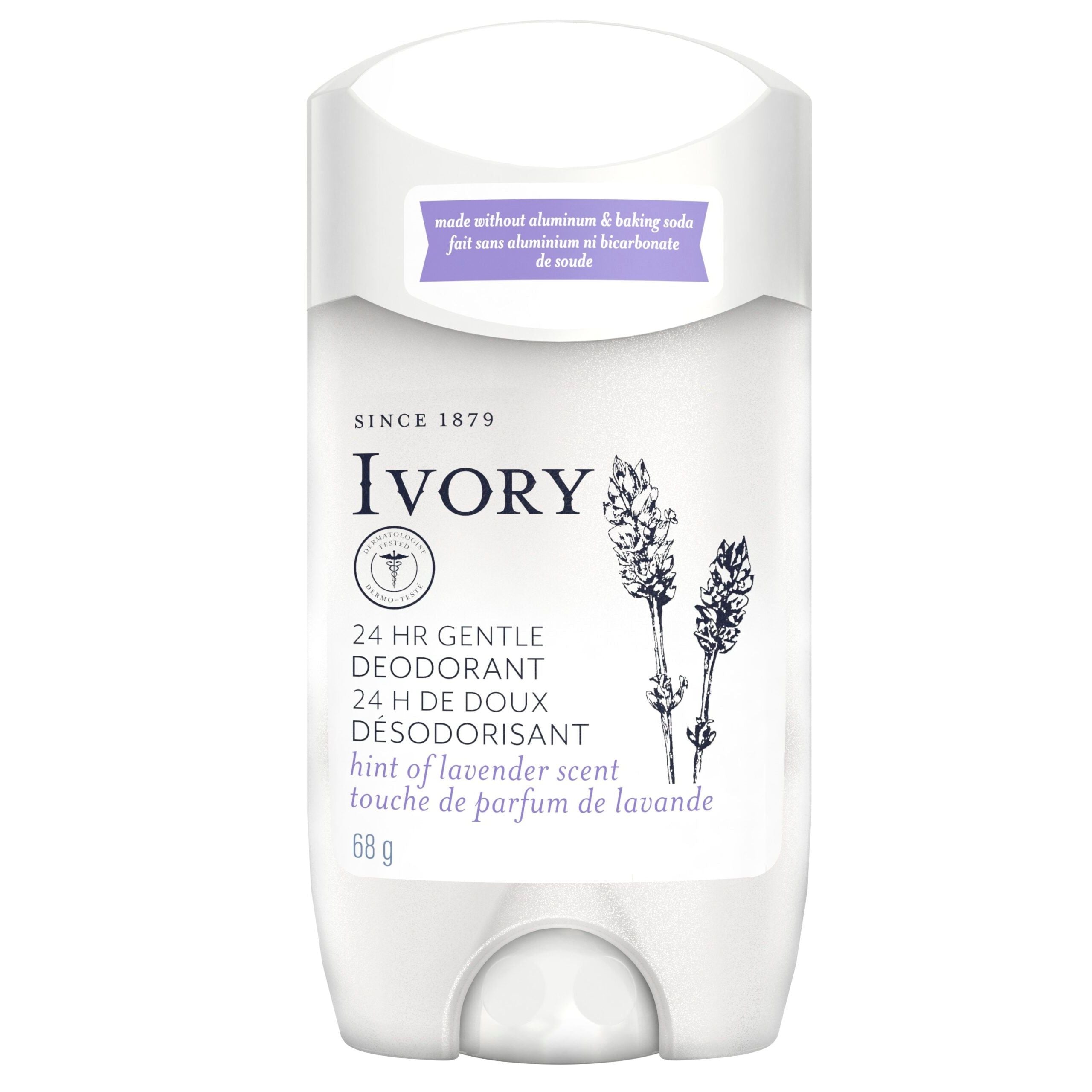 Ivory Aluminum Free Deodorant, Hint of Lavender, 24-Hour Odor Protection, 2.4 oz Stick