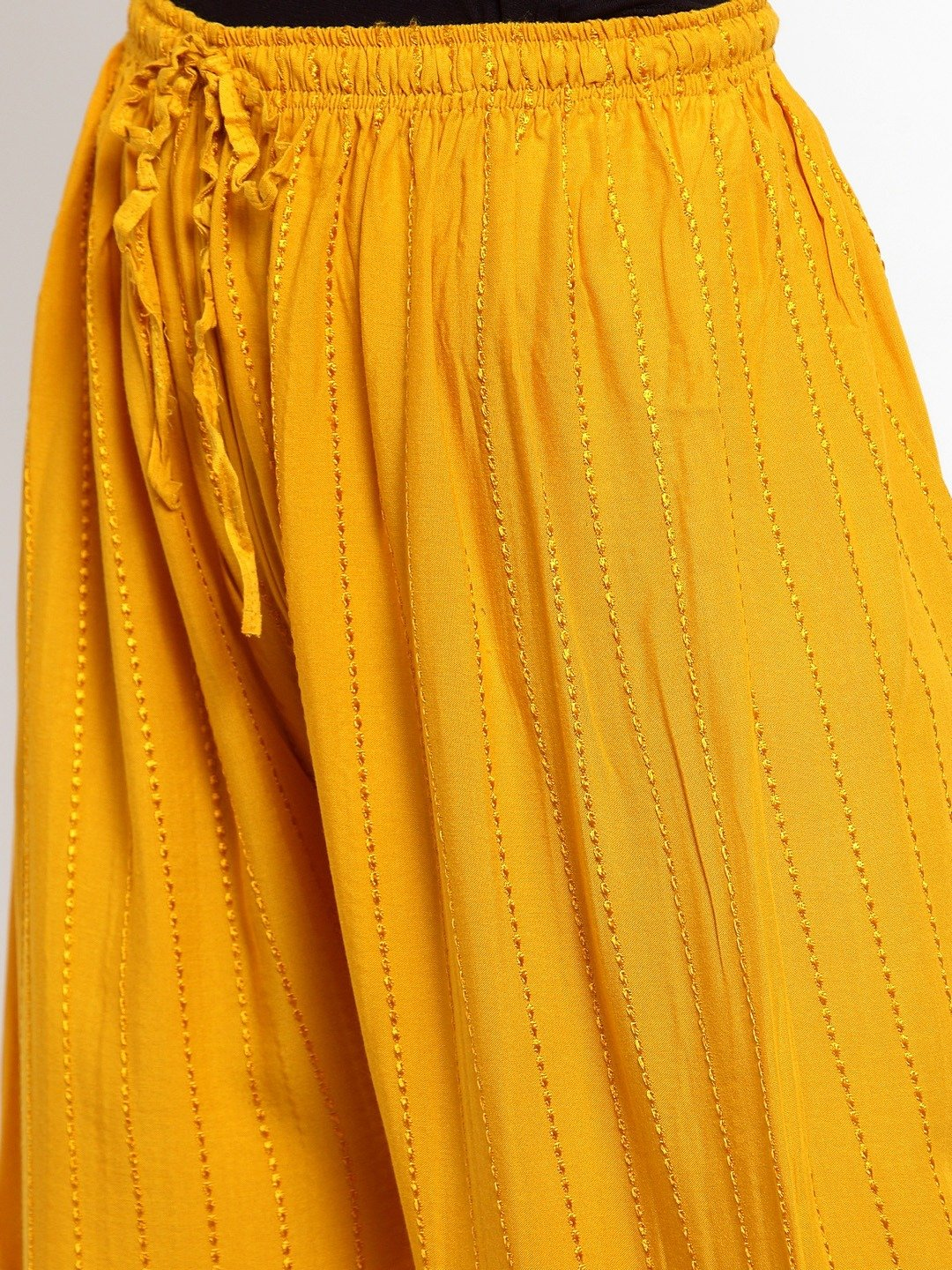 PAVONINE Mustard Color Goti Aari Work Rayon Fabric Sharara For Women