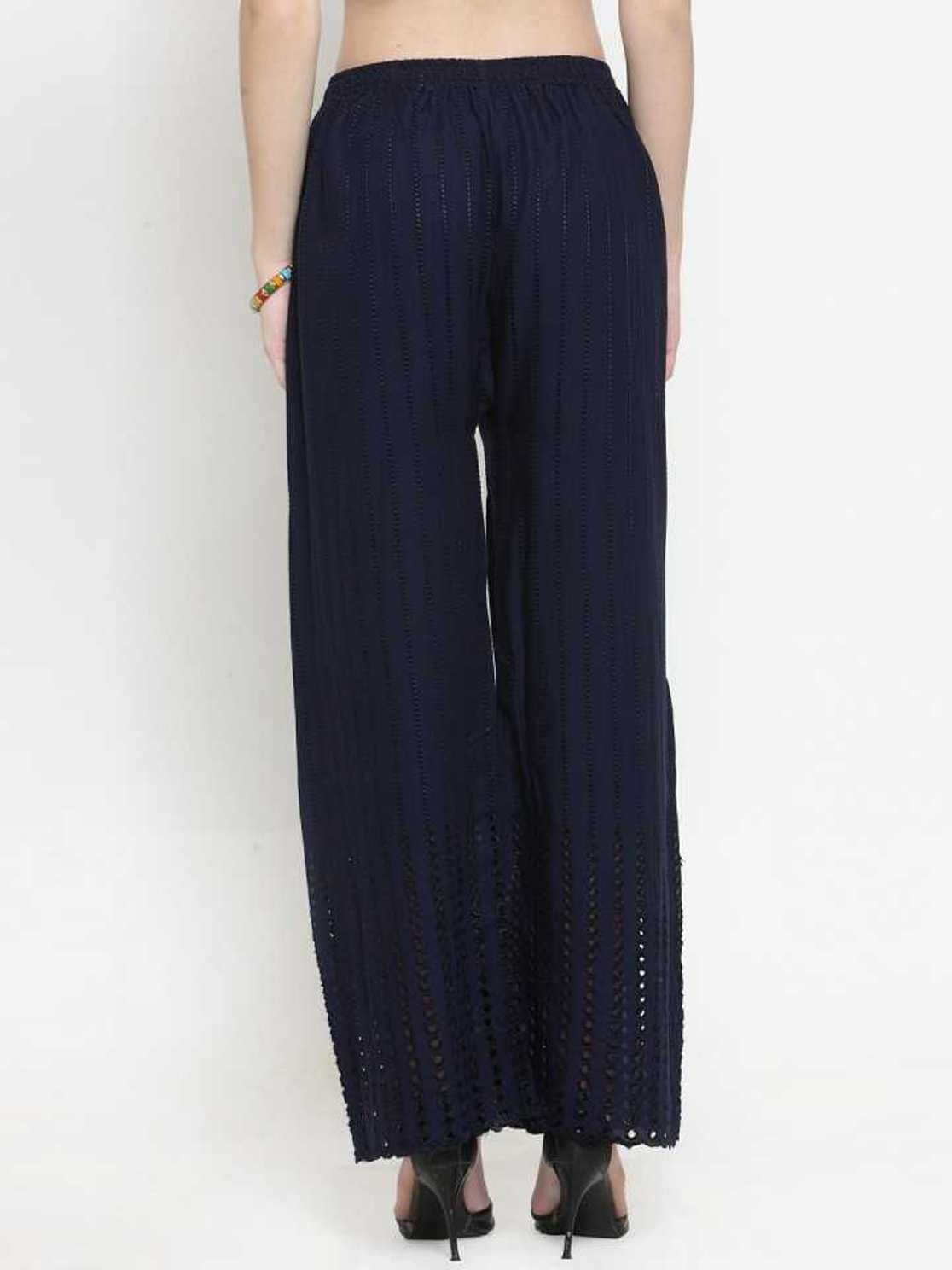 PAVONINE Navy Color Goti Aari Work Rayon Fabric Sharara For Women