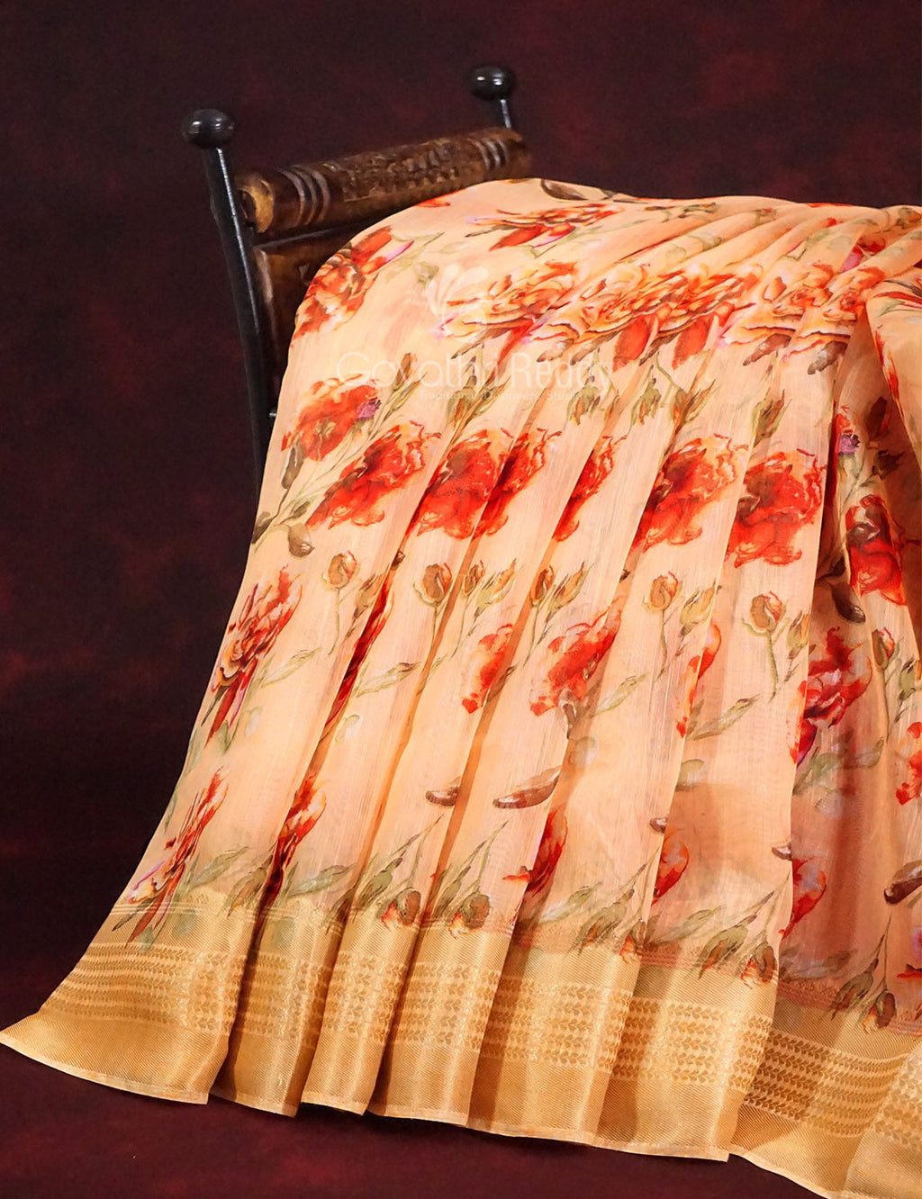 Shades of Orange Colour Printed Semi Chanderi Saree By Gayathri Reddy Designer Studio