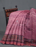 Mauve Pink Colour Geometric Print Semi Chanderi Saree By Gayathri Reddy Designer Studio