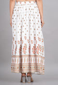 House of RP Women's White Rayon Ethnic Printed Circular Skirt
