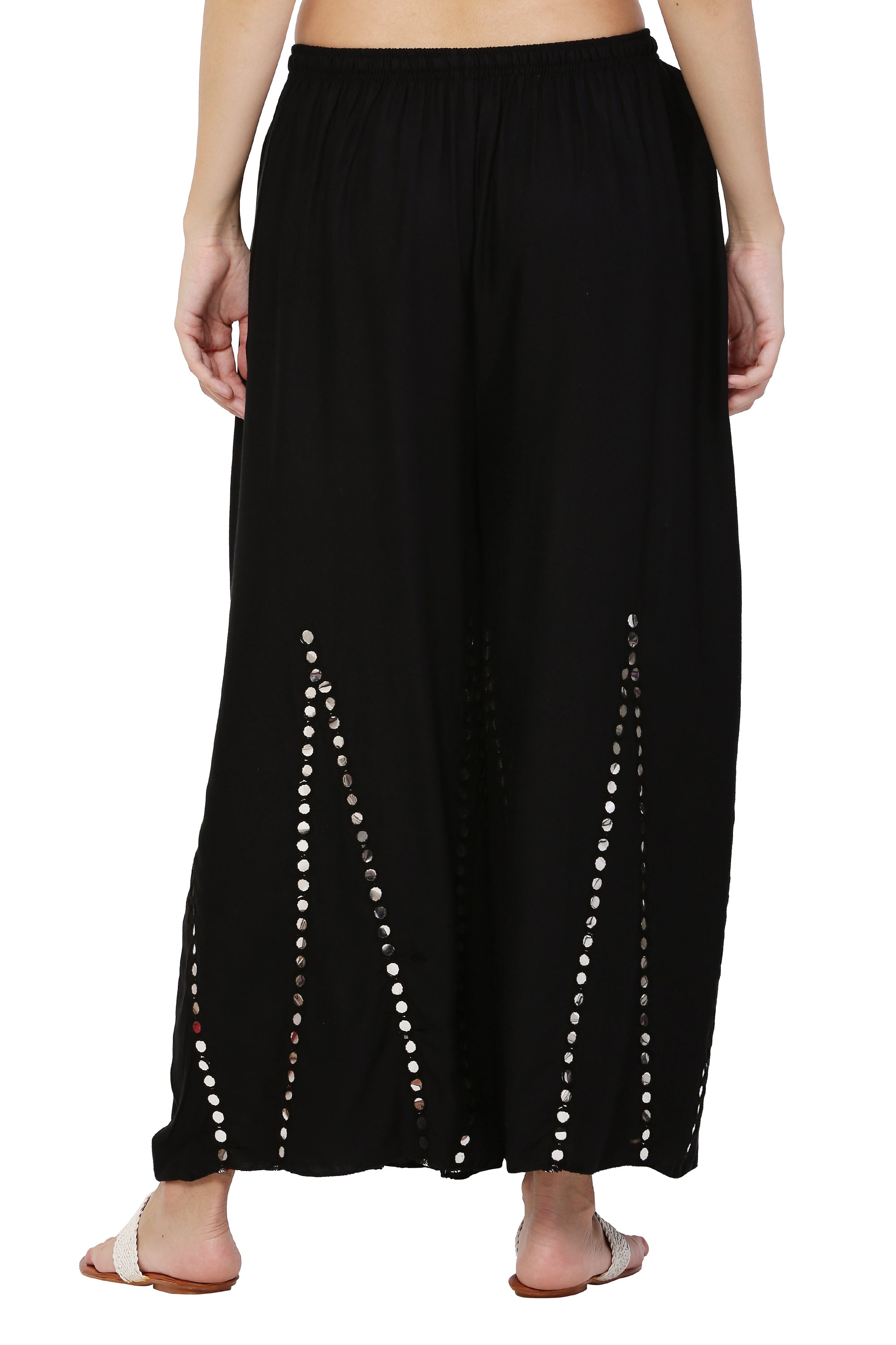 PAVONINE Black Color Mirror Embroidery Work Sharara For Women