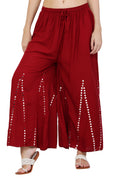 PAVONINE Maroon Color Mirror Embroidery Work Gharara