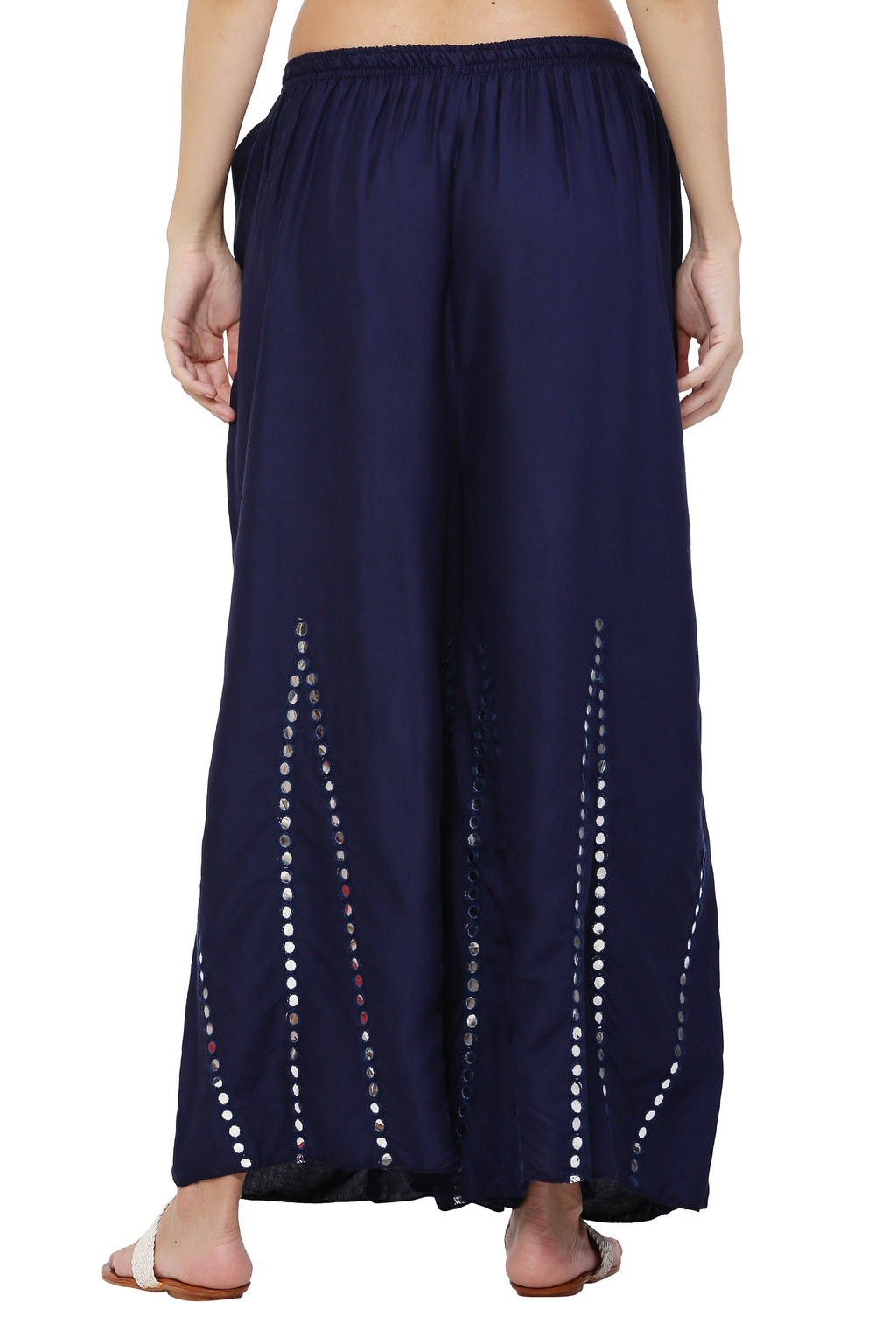 PAVONINE Navy Blue Color Mirror Embroidery Work Sharara For Women