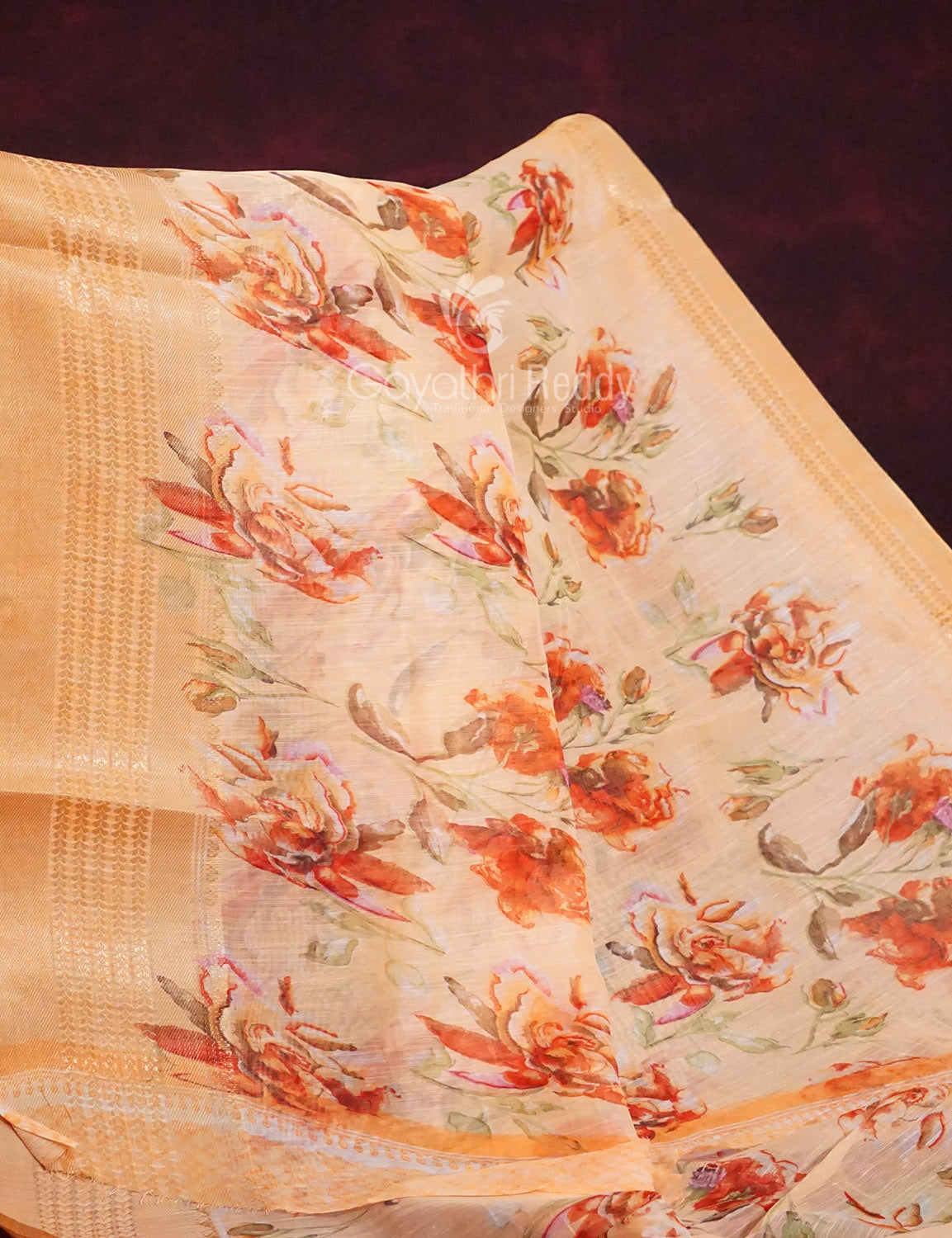 Shades of Orange Colour Printed Semi Chanderi Saree By Gayathri Reddy Designer Studio