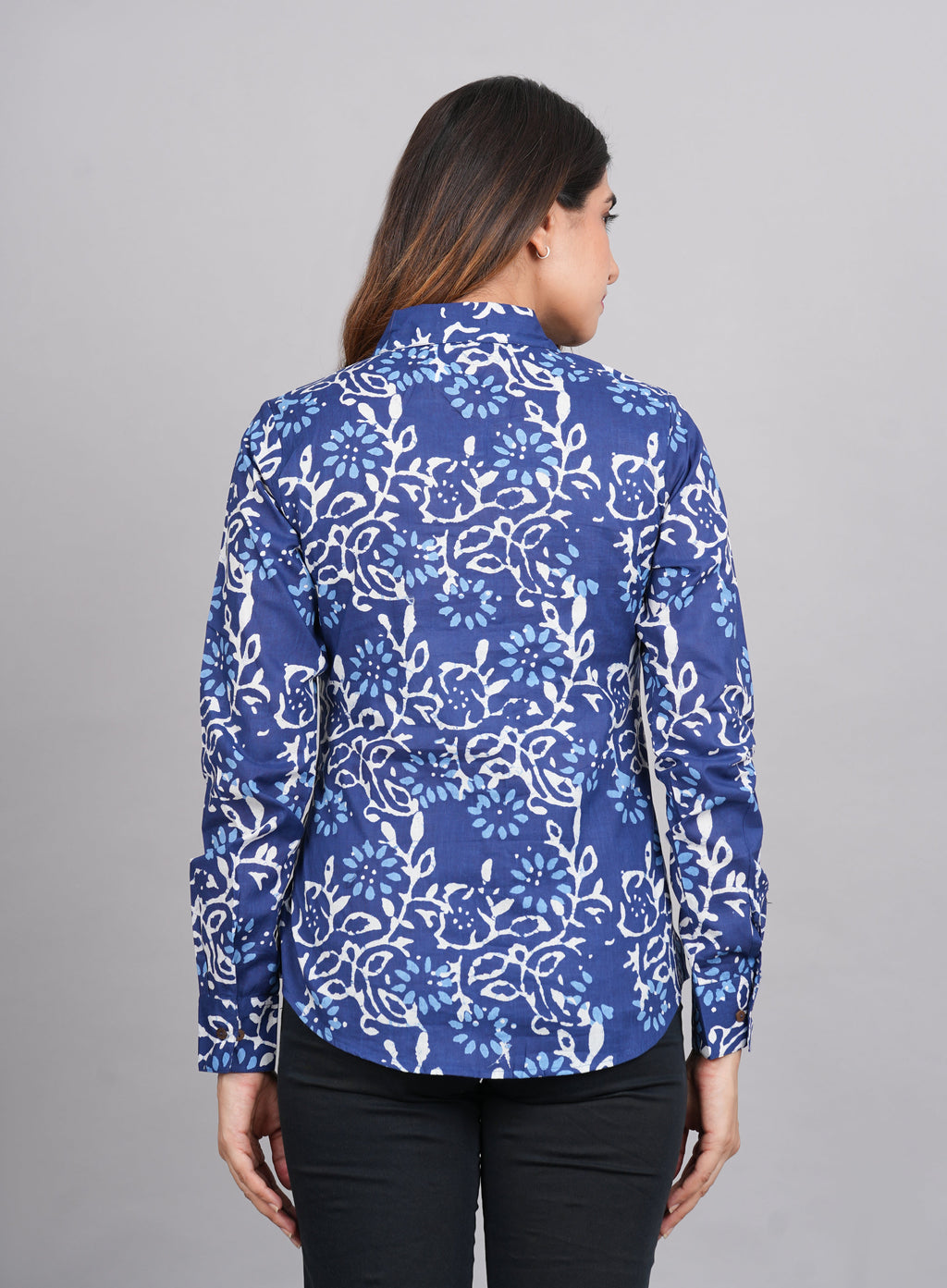 House of RP Women's Blue Cotton Floral Printed Casual Shirt
