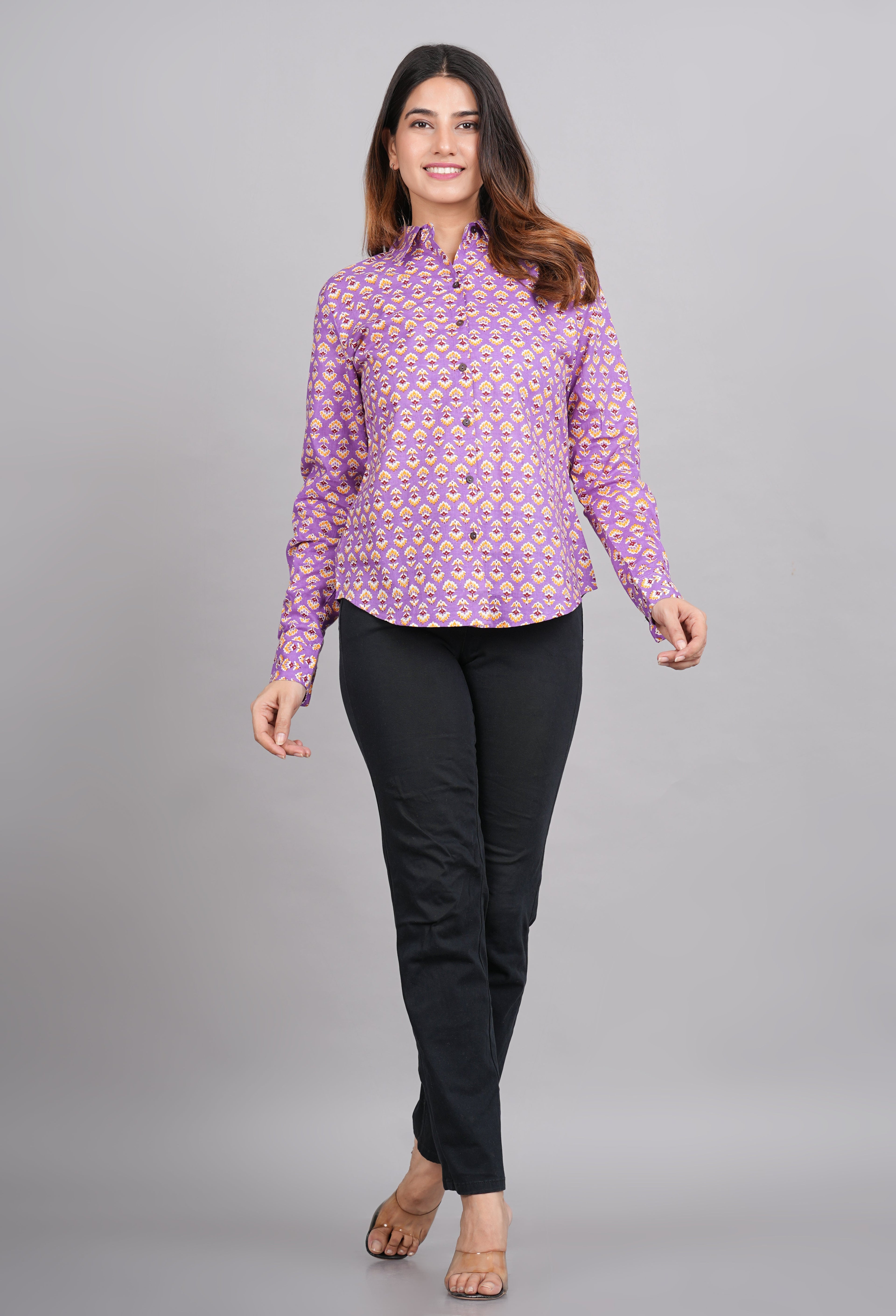 House of RP Women's Pink Cotton Floral Printed Casual Shirt