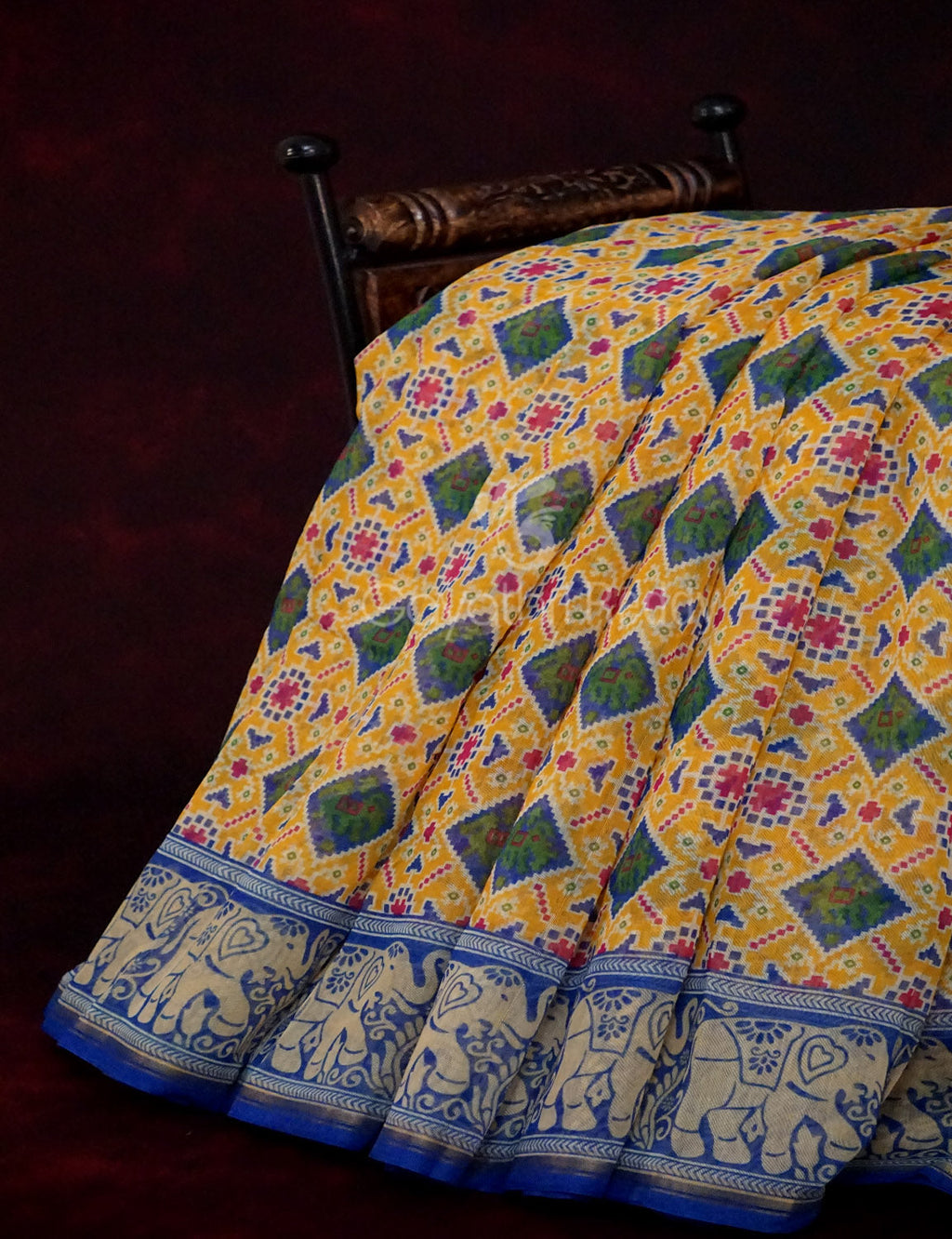 Yellow Colour All Over Print Semi Chanderi Saree By Gayathri Reddy Designer Studio