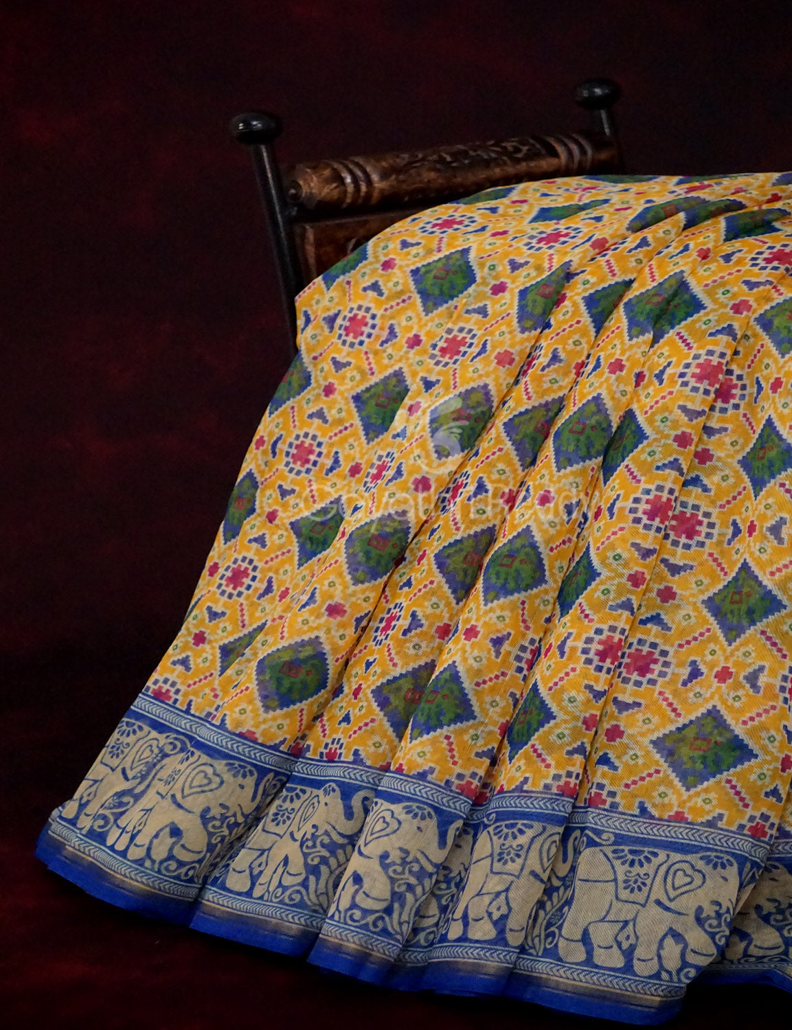 Yellow Colour All Over Print Semi Chanderi Saree By Gayathri Reddy Designer Studio