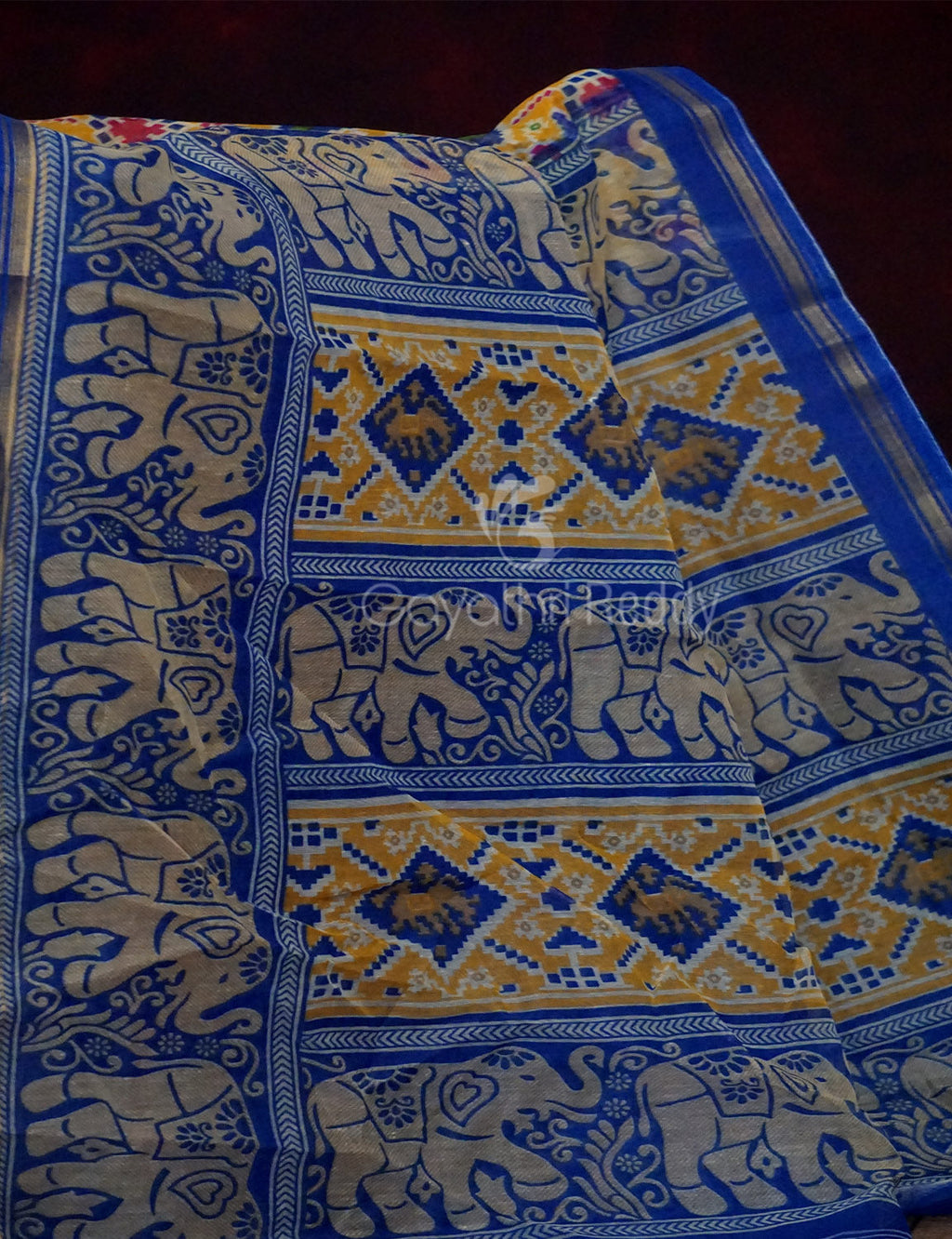 Yellow Colour All Over Print Semi Chanderi Saree By Gayathri Reddy Designer Studio