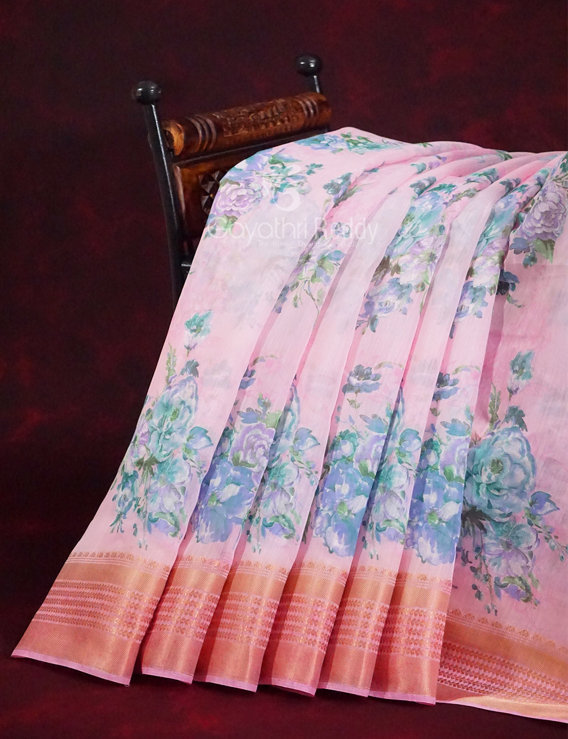 Shades of Baby Pink Colour Printed Semi Chanderi Saree By Gayathri Reddy Designer Studio