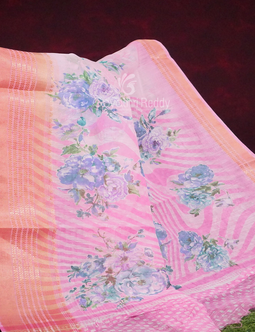 Shades of Baby Pink Colour Printed Semi Chanderi Saree By Gayathri Reddy Designer Studio