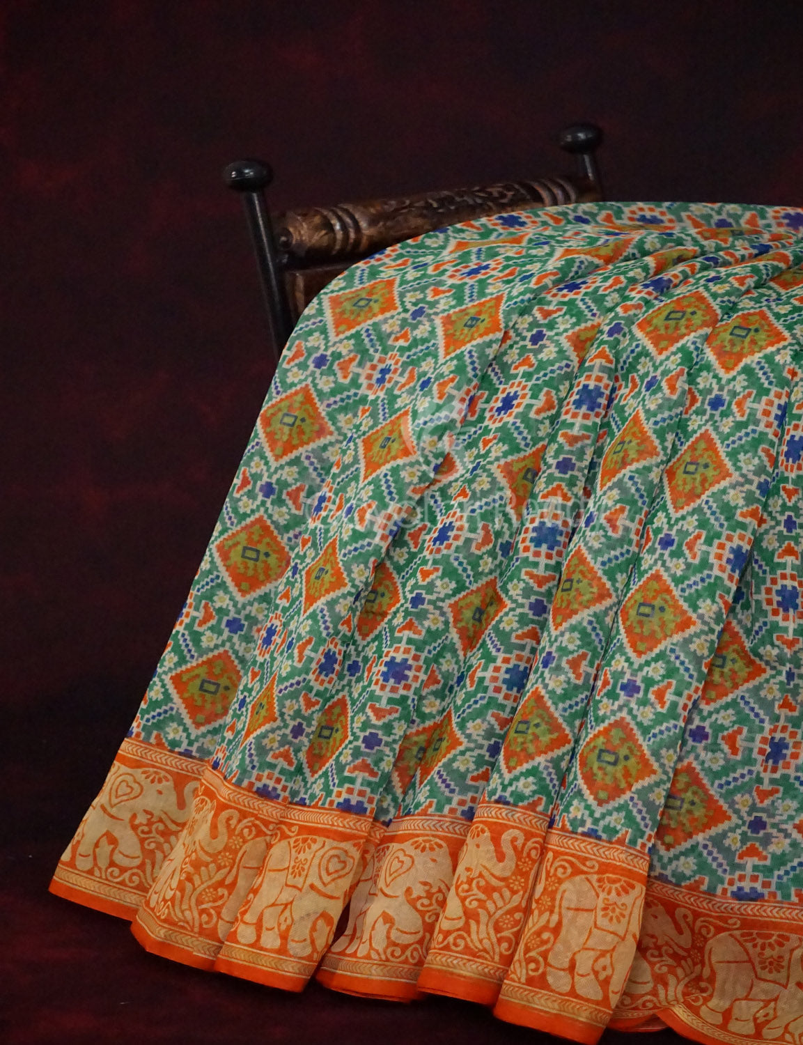 Sea Green Colour All Over Print Semi Chanderi Saree By Gayathri Reddy Designer Studio