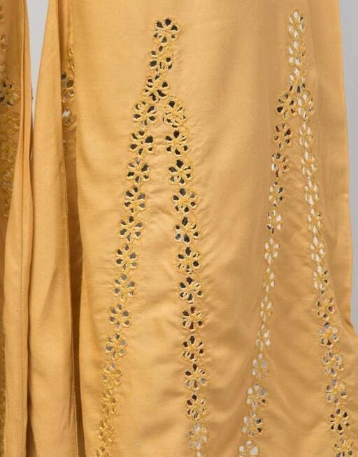 PAVONINE Beige Color Embroidery Floral Patch Work Flared Sharara For Women