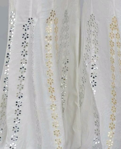 PAVONINE Off-White Color Embroidery Floral Patch Work Flared Sharara For Women