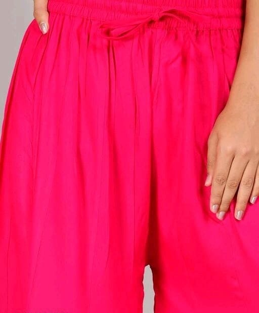PAVONINE Rani Color Embroidery Floral Patch Work Flared Sharara For Women