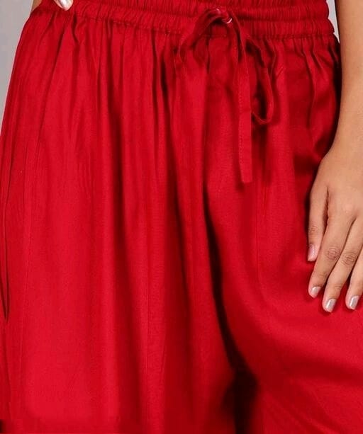 PAVONINE Red Color Embroidery Floral Patch Work Flared Sharara For Women