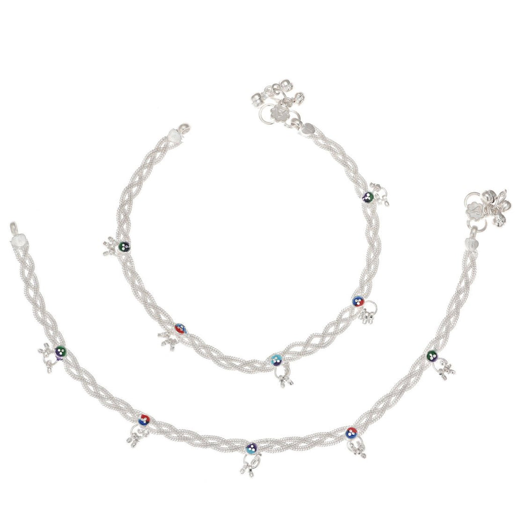 AanyaCentric Silver Plated Traditional Anklets Payal - Classic and Stylish for Women and Girls
