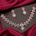 Tehzeeb Creations Baby Pink Colour Ad Studded Necklace Jewellery Set With Matching Earrings For Women And Girls