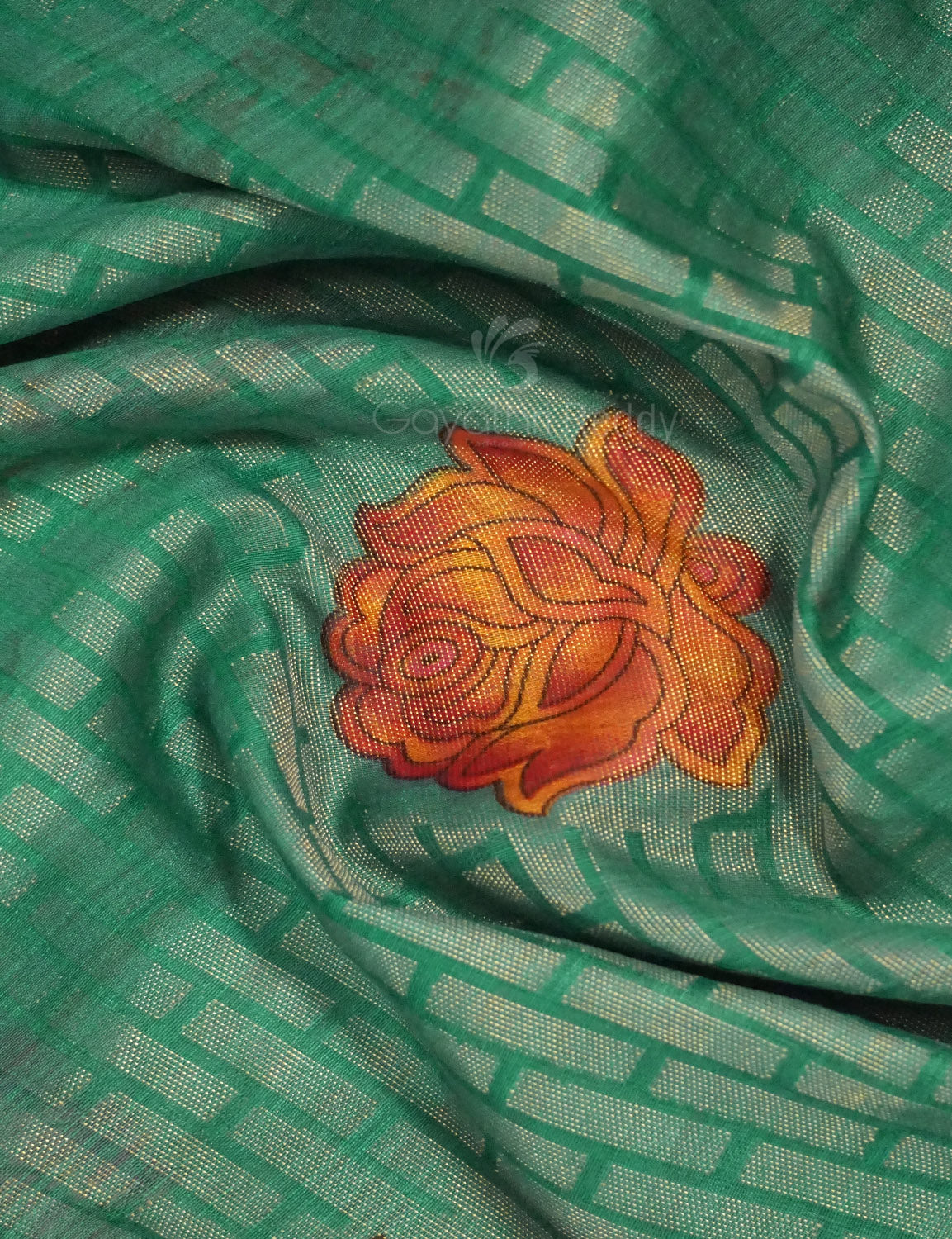 Sea Green Colour With Orange Blouse Cotton Brasso Saree By Gayathri Reddy Designer Studio