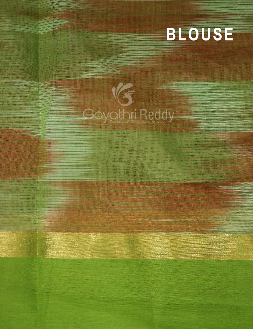 Dual Shades of Peach Pink Mangalagiri Ikkat Cotton Saree By Gayathri Reddy Designer Studio