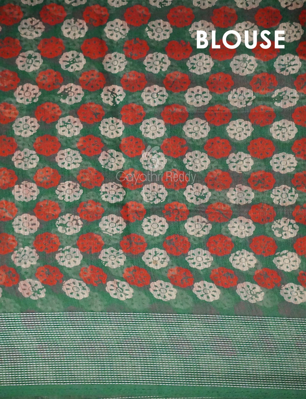 Green Colored Motif Prints Semi Chanderi Saree By Gayathri Reddy Designer Studio