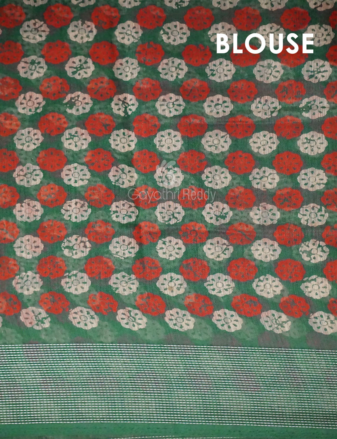 Green Colored Motif Prints Semi Chanderi Saree By Gayathri Reddy Designer Studio