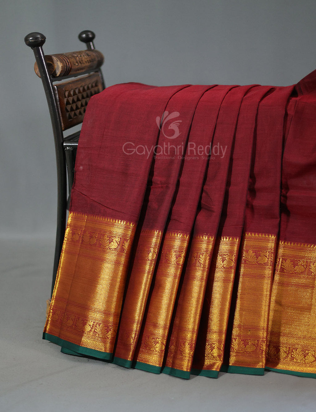 Kalanetha Maroon With Zari Kanchi Style Pure Narayanpet Cotton Saree By Gayathri Reddy Designer Studio