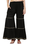 PAVONINE Black Color 3-Panels Golden Gota Flared Sharara For Women