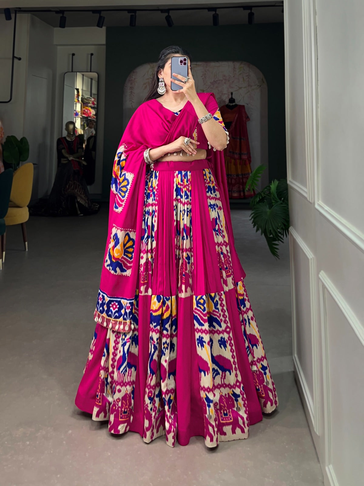 Lorenvalley Fashion Pink Rayon With Printed Silk Lehenga Choli with Dupatta