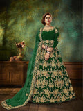 Myra Green Velvet Embroidered Anarkali Suit