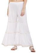 PAVONINE White Color 3-Panels Golden Gota Flared Sharara For Women