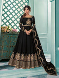 Myra Black Embroidered Real Georgette Anarkali Suit