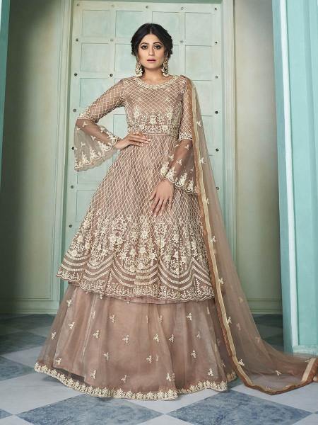 Myra Beige Heavy Embroidered Traditional Gharara Suit