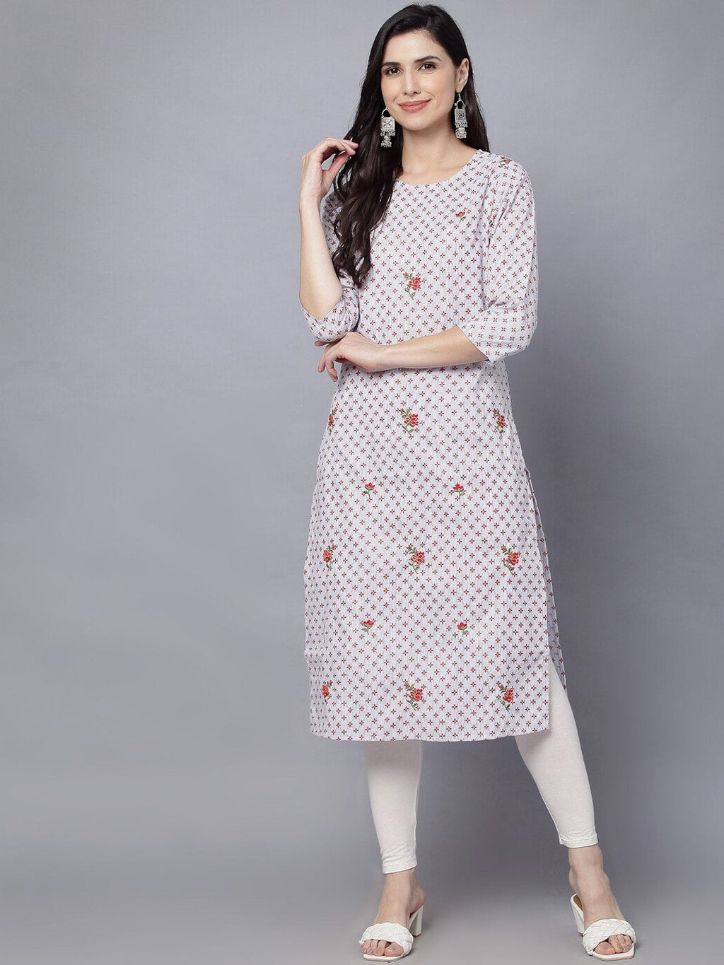 HERE&NOW Women Geometric Checked Patchwork Kurta
