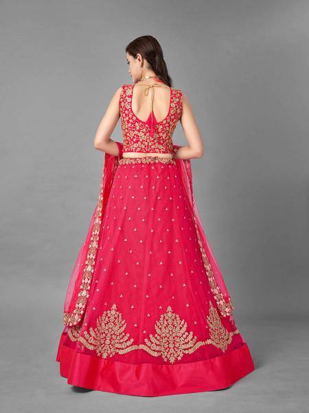 Myra Red Heavy Embroidered Soft Net bridal Lehenga