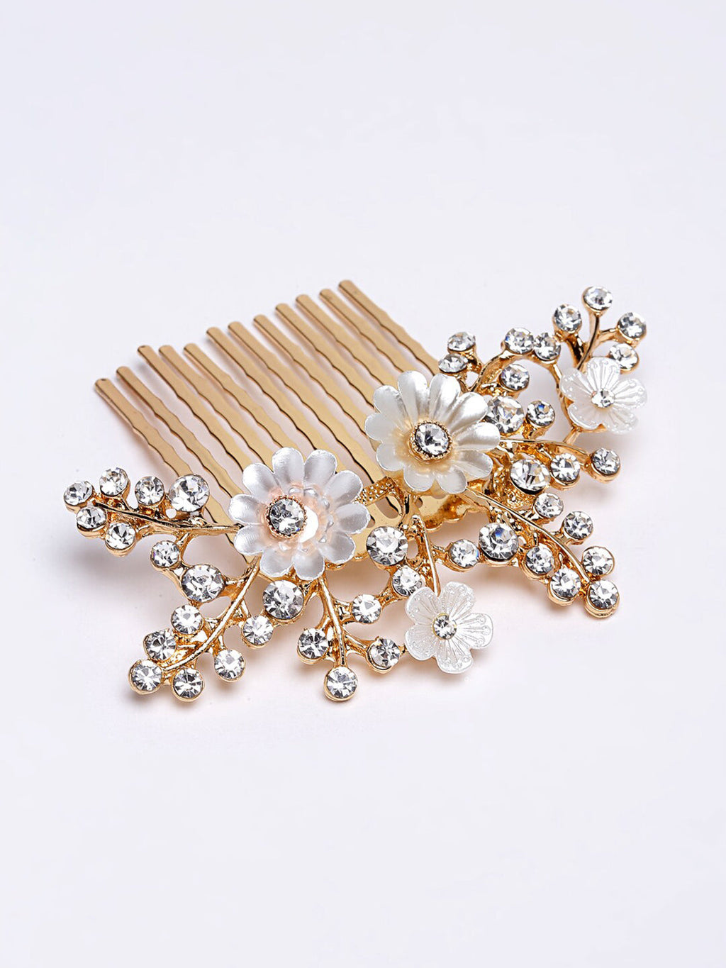 Panash Women Gold-Toned & White Embellished Comb Pin